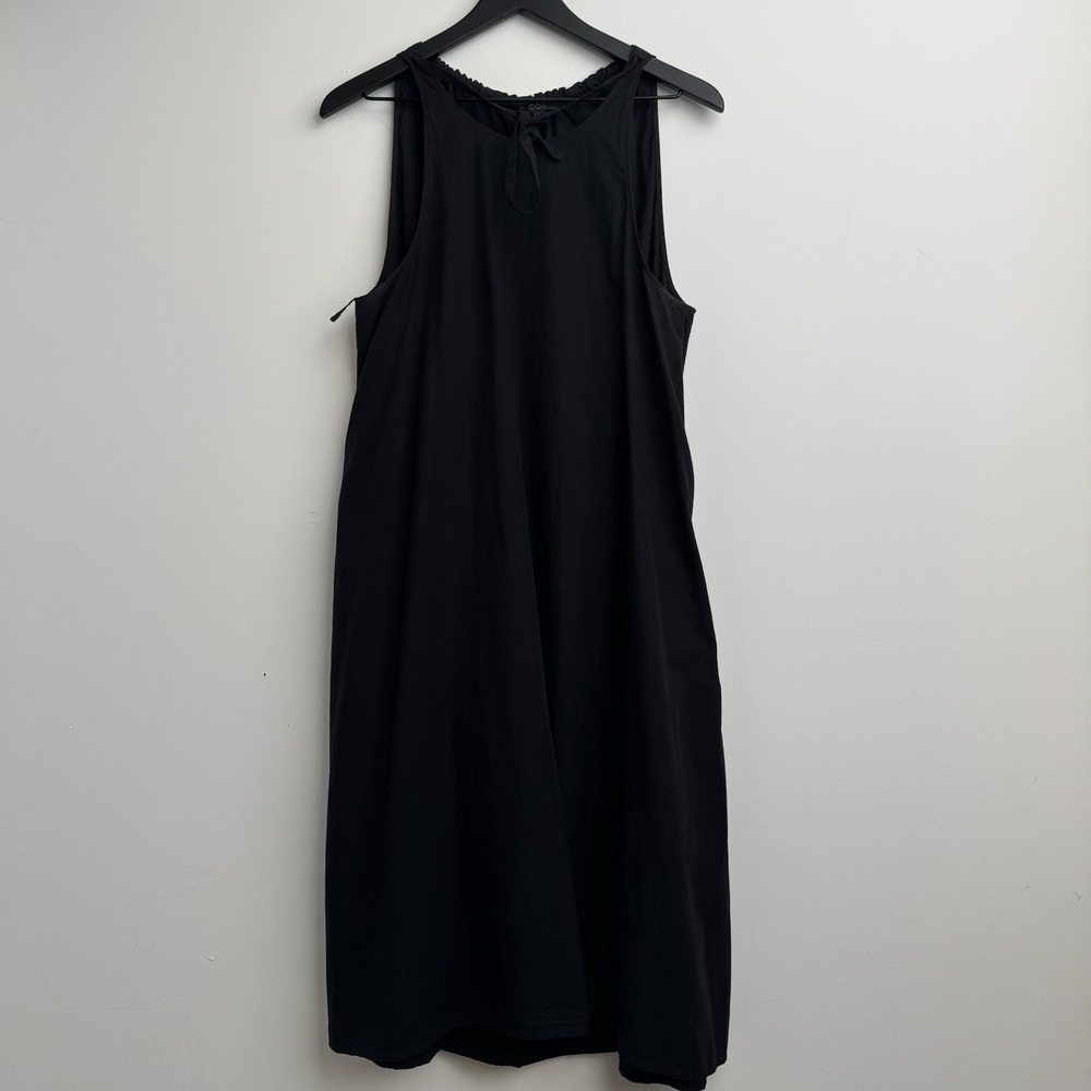 COS Maxi Dress Womens 10 Black Sleeveless Crew Neck Open Back Tie Front Casual